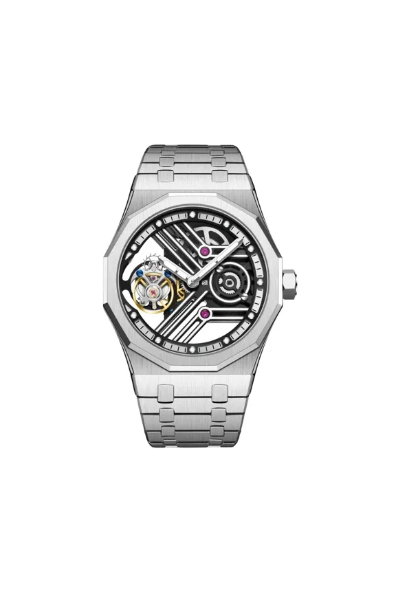 Luxury Full Hollow Skeleton Men Tourbillon Mechanical Watch Gradient Manual Wristwatch Super Luminous Sapphire Male Clocks