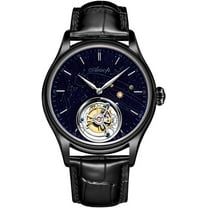 AESOP Mechanical Hand-Wind Skeleton Tourbillon Wrist Watch Men Stainless Steel Sapphire Crystal Leather Luminous Clock Waterproof Galaxy Starry Sky Micro Paint Earth