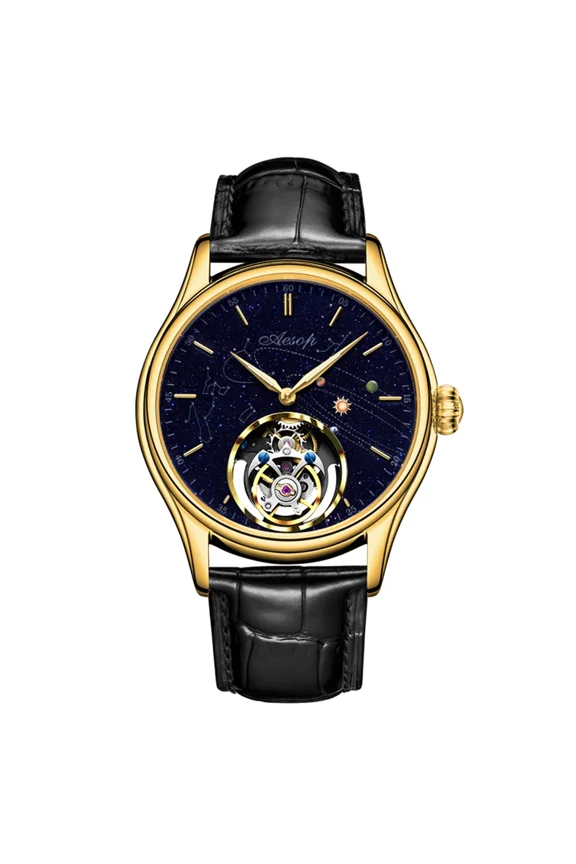 Mens Luxury Tourbillon Mechanical Sapphire Waterproof Watch Skeleton Tourbillon Movement Mechanical Watches for Men