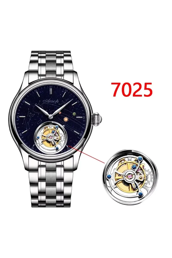 Mens Luxury Tourbillon Mechanical Sapphire Waterproof Watch Skeleton Tourbillon Movement Mechanical Watches for Men