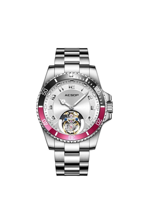 Real Flying Tourbillon Skeleton Mechanical Hand Wind Wrist Watch Men Sapphire Crystal Diamond Business Double Side Hollow Dial Clock Man Luminous Stainless Steel Waterproof Wristwatch