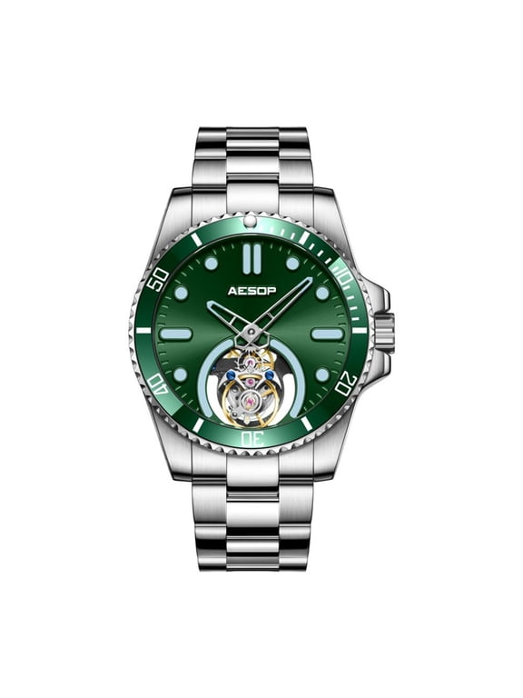 Real Flying Tourbillon Skeleton Mechanical Hand Wind Wrist Watch Men Sapphire Crystal Diamond Business Dress Double Side Hollow Dial Clock Man Super Luminous Stainless Steel
