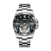 AESOP Real Flying Tourbillon Skeleton Mechanical Hand Wind Wrist Watch Men Sapphire Crystal Diamond Business Dress Double Side Hollow Dial Clock Man Super Luminous Stainless Steel