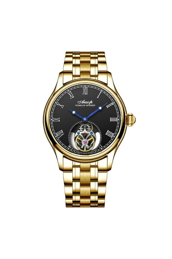 Real Flying Tourbillon Skeleton Mechanical Hand Wind Wrist Watch Men Sapphire Crystal Diamond Business Dress Hollow Clock Man Stainless Steel Leather Wristwatch