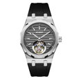 thumbnail image 1 of AESOP Real Flying Tourbillon Skeleton Mechanical Manual Winding Wrist Watch Men Sapphire Crystal Diamond Business Dress Hollow Super Luminous Clock Man Gradient Dial Stainless Steel Rubber, 1 of 5
