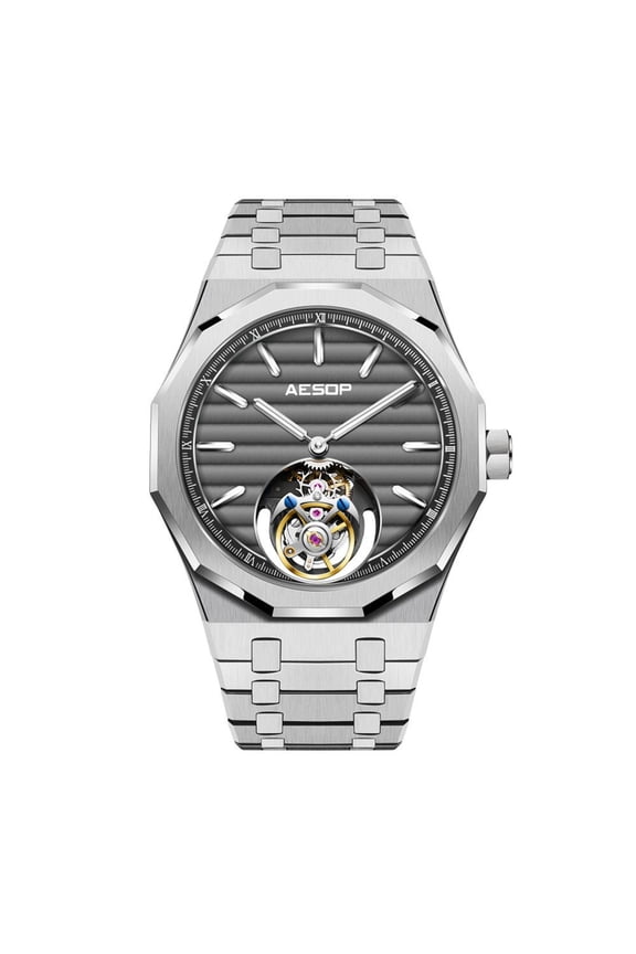 Real Flying Tourbillon Skeleton Mechanical Manual Winding Wrist Watch Men Sapphire Crystal Diamond Business Dress Hollow Super Luminous Clock Man Gradient Dial Stainless Steel Rubber