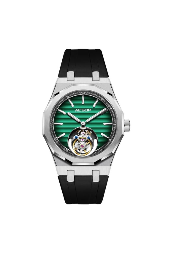 Real Flying Tourbillon Skeleton Mechanical Manual Winding Wrist Watch Men Sapphire Crystal Diamond Business Dress Hollow Super Luminous Clock Man Gradient Dial Stainless Steel Rubber