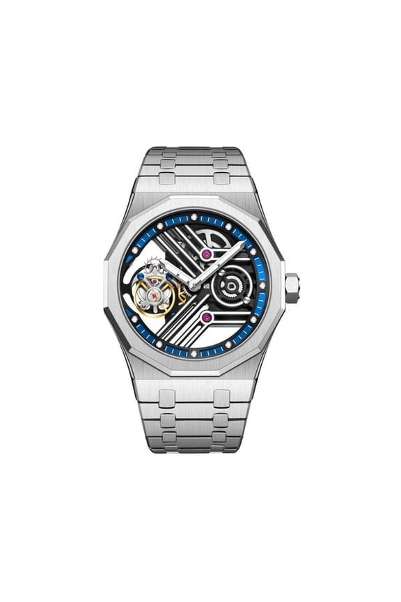 Real Tourbillon Skeleton Hand Wind Mechanical Wrist Watch Men Sapphire Crystal Diamond Business Dress Hollow Dial Clock Man Super Luminous Stainless Steel