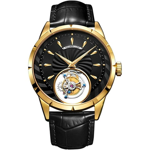 AESOP Real Tourbillon Skeleton Hand-Wind Mechanical Wristwatch Men Sapphire Crystal Manual Business Dress Watch Clock Man Luminous Leather Band