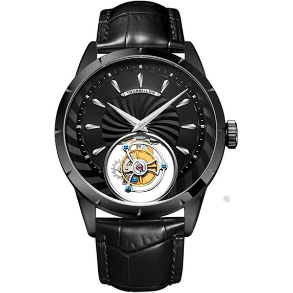 AESOP Real Tourbillon Skeleton Hand-Wind Mechanical Wristwatch Men Sapphire Crystal Manual Business Dress Watch Clock Man Luminous Leather Band