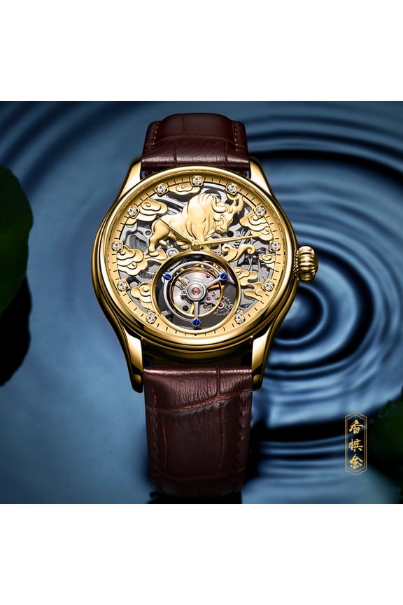 Real Tourbillon Skeleton Watch For Men Top Brand Luxury Mechanical Watches Waterproof Wristwatches The Wolf of Wall Street