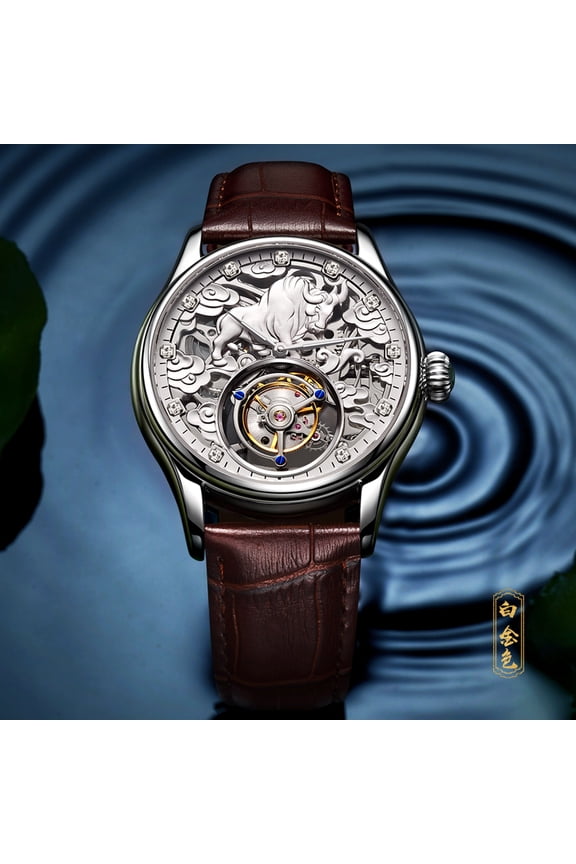 Real Tourbillon Skeleton Watch For Men Top Brand Luxury Mechanical Watches Waterproof Wristwatches The Wolf of Wall Street