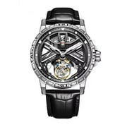 AESOP Skeleton Tourbillon Mechanical Hand Wind Movement Wrist Watch Men Sapphire Crystal Diamond Business Double-sided Hollow Waterproof Clock Man Luminous Steel Leather Wristwatch