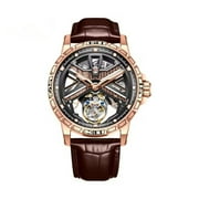 AESOP Skeleton Tourbillon Mechanical Hand Wind Movement Wrist Watch Men Sapphire Crystal Diamond Business Double-sided Hollow Waterproof Clock Man Luminous Steel Leather Wristwatch