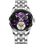 AESOP Stent Tourbillon Skeleton Mechanical Hand-Wind Wrist Watch Men Sapphire Crystal Manual Special Hollow Business Dress Clock Male Luminous Stainless Steel Leather