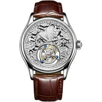 AESOP Tourbillon Mechanical Hand-Wind Wrist Watch Men Sapphire Luminous Cattle Skeleton Diamond Dial Clock Leather Band Your Business is Prosperous and Thriving