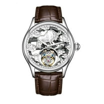 AESOP Tourbillon Skeleton Cow Dial Mechanical Hand Wind Wrist Watch Men Sapphire Crystal Diamond Business Double-sided Hollow Waterproof Clock Man Luminous Steel Leather Wristwatch