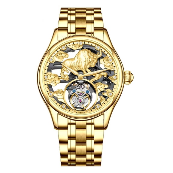 AESOP Tourbillon Skeleton Cow Dial Mechanical Hand Wind Wrist Watch Men Sapphire Crystal Diamond Business Double-sided Hollow Waterproof Clock Man Luminous Steel Leather Wristwatch