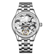 AESOP Tourbillon Skeleton Cow Dial Mechanical Hand Wind Wrist Watch Men Sapphire Crystal Diamond Business Double-sided Hollow Waterproof Clock Man Luminous Steel Leather Wristwatch
