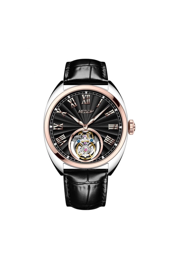 Tourbillon Skeleton Diamond Dial Mechanical Hand Wind Wrist Watch Men Sapphire Crystal Business Double-sided Hollow Waterproof Clock Man Luminous Steel Leather Wristwatch