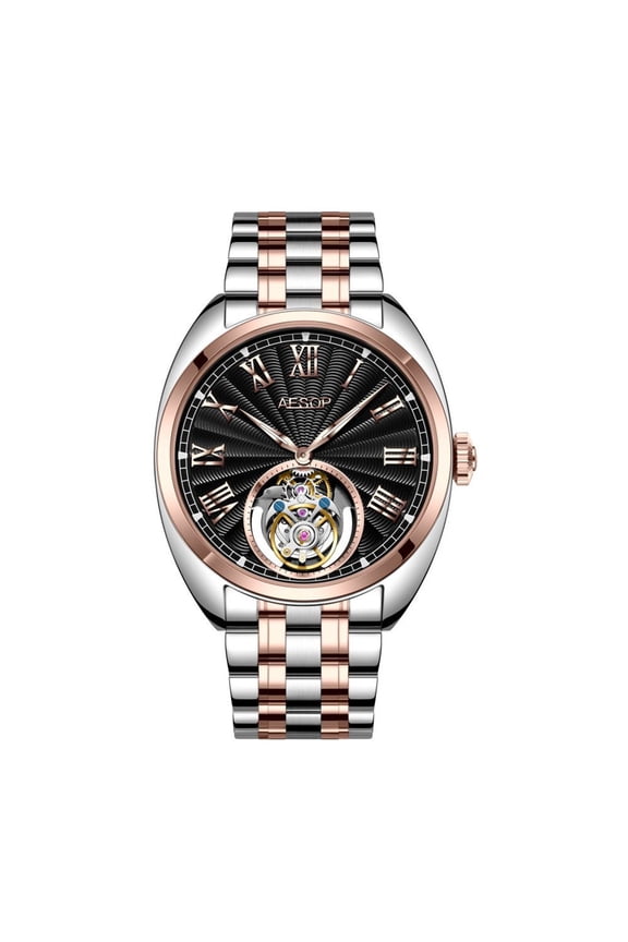 Tourbillon Skeleton Diamond Dial Mechanical Hand Wind Wrist Watch Men Sapphire Crystal Business Double-sided Hollow Waterproof Clock Man Luminous Steel Leather Wristwatch