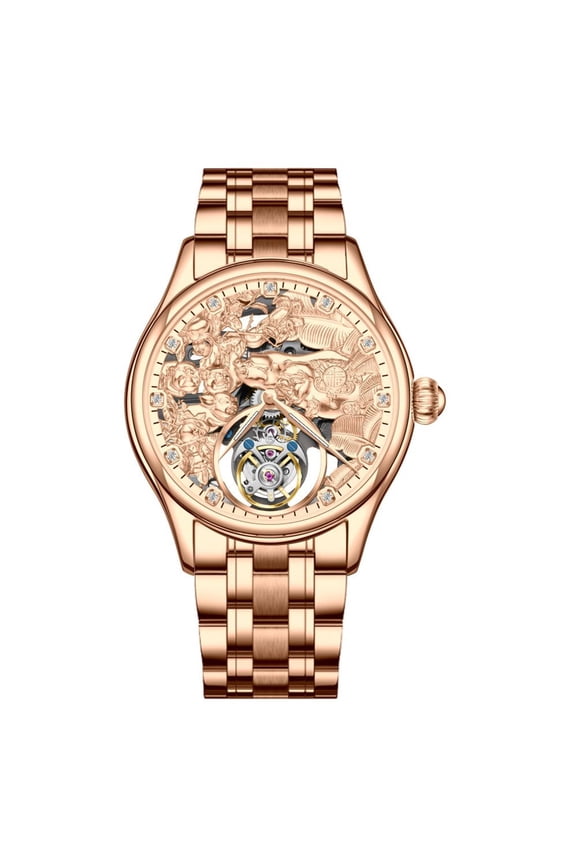 Tourbillon Skeleton Pig Dial Mechanical Hand Wind Wrist Watch Men Sapphire Crystal Diamond Business Double-sided Hollow Waterproof Clock Man Luminous Steel Leather Wristwatch