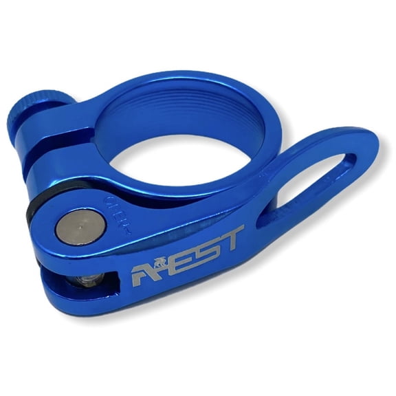 AEST Aluminum Bike Seatpost Saddle Clamp With Quick Release Lever in 31.8mm/34.9mm (31.8mm, Blue)