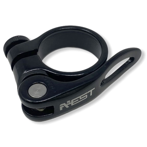 AEST Aluminum Bike Seatpost Saddle Clamp With Quick Release Lever in 31.8mm/34.9mm (34.9mm, Black)