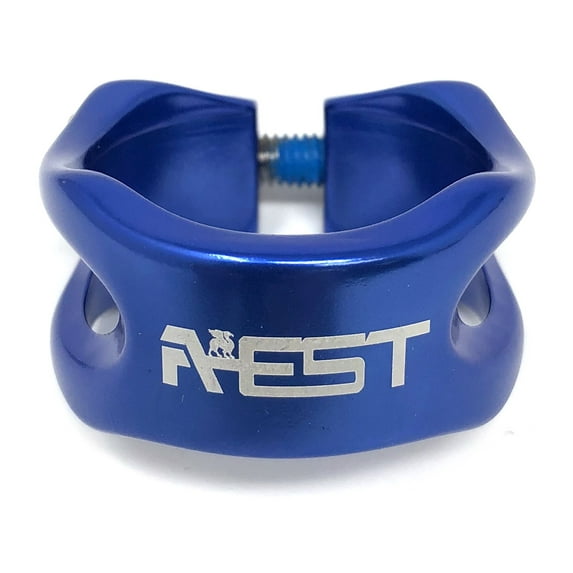 AEST Anodized Aluminum Alloy Bike Seat Saddle Clamp in 31.8mm and 34.9mm (31.8mm, Blue)