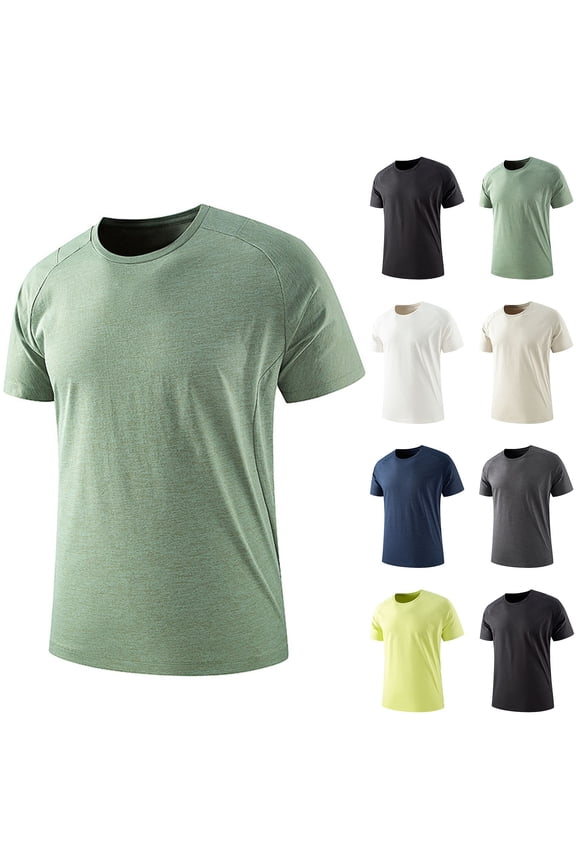 Men's Classic Fit Short Sleeve Tops, Raglan Sleeve Casual Tees, Drop Shoulder Basic Shirts, Breathable for Activewear, Spring Summer, Beige 5XL
