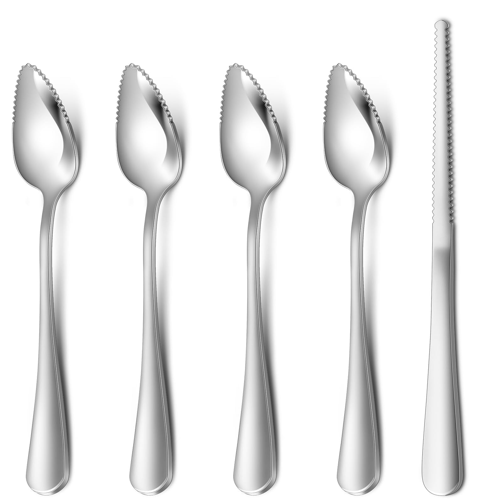AESTTY 5-piece Grapefruit Spoons and Grapefruit Knife, Stainless Steel