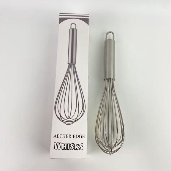 AETHER EDGE Whisk, Stainless Steel Wisk 10" Kitchen Whisk Wisking Tool Kitchen Wisk Wire Whisks for Cooking, Whisking, Blending, Beating