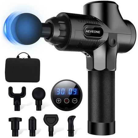 AEVEONE Massage Gun Deep Tissue 30 Speeds Handheld Muscle Massager Personal Body Vibration Deep Electric Percussion Sports Massage Gun for Athletes Pain Relief Men &Women with Powerful Massager-Black
