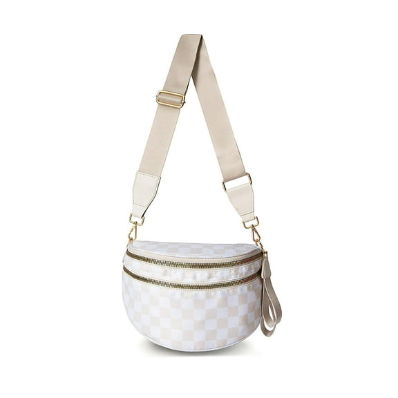 AEVOS Crossbody Bag,Checkered Purse for Women Black and White Bum Bag Fanny Packs Belt Bag Sling Bag with Shoulder Strap