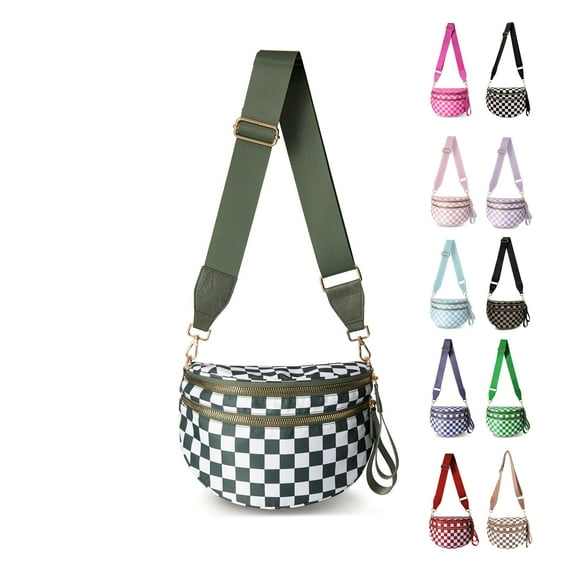 AEVOS Crossbody Bag,Checkered Purse for Women Black and White Bum Bag Fanny Packs Belt Bag Sling Bag with Shoulder Strap