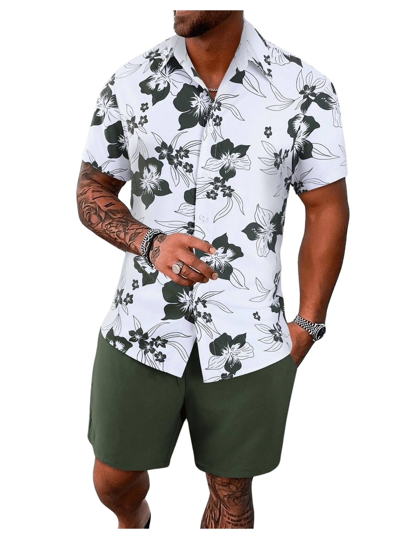 Best Selling Airport Outfits GORGLITTER Men's Hawaiian Shirt