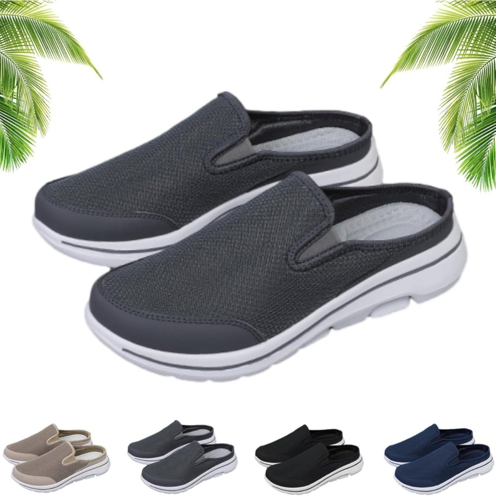 mens backless leather slip on shoes