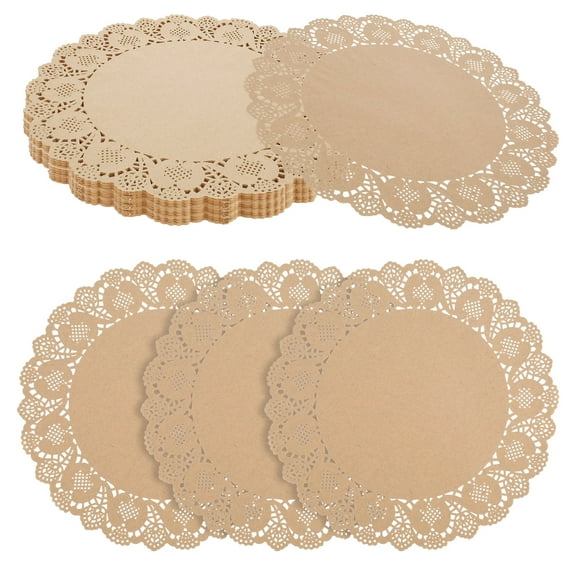 AEVXKHI 100 Sheets Paper Table Pads, 34cm Round Lace Paper Place Mats, Decorative Paper Doilies, Paper Table Mats for Food Cakes Crafts Party Weddings Tableware Decoration