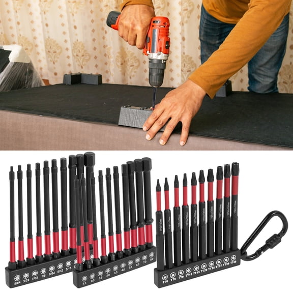 AEVXKHI 100mm 30PCS Alloy Steel Square Bit Set, Solid Magnetic Head Bits Kit, Magnetic Hex Screwdriver Bit Set