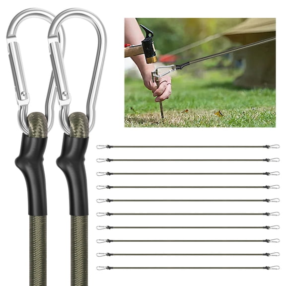 AEVXKHI 10PCS 48 inch Carabiner Bungee Cords, Heavy Duty Latex Carabiner Bungee Cord with Upgraded Carabiner Hooks for Luggage Rack, Cargo, Hand Carts, Bike, Camping