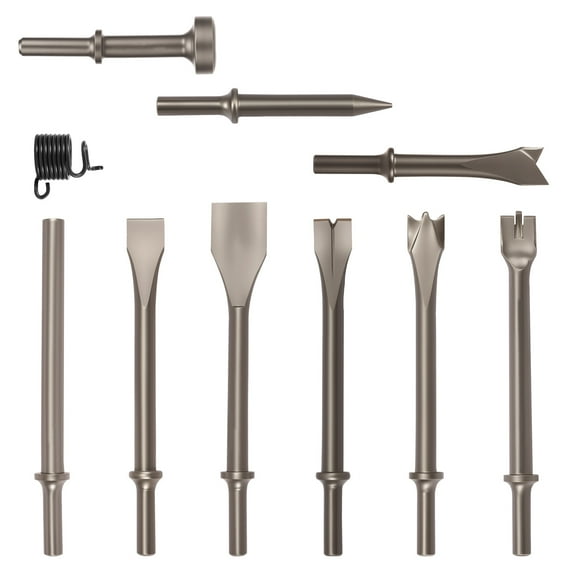 AEVXKHI 10PCS Pneumatic Air Hammer Chisels Set, High Carbon Steel Pneumatic Chisel Tools, with Spring for Masonry Concrete Demolition