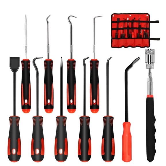 AEVXKHI 11PCS Alloy Automotive Hook and Pick Tool Kit, Removal Car Fastener Removal Tool Set with Ergonomic Handle for O Ring