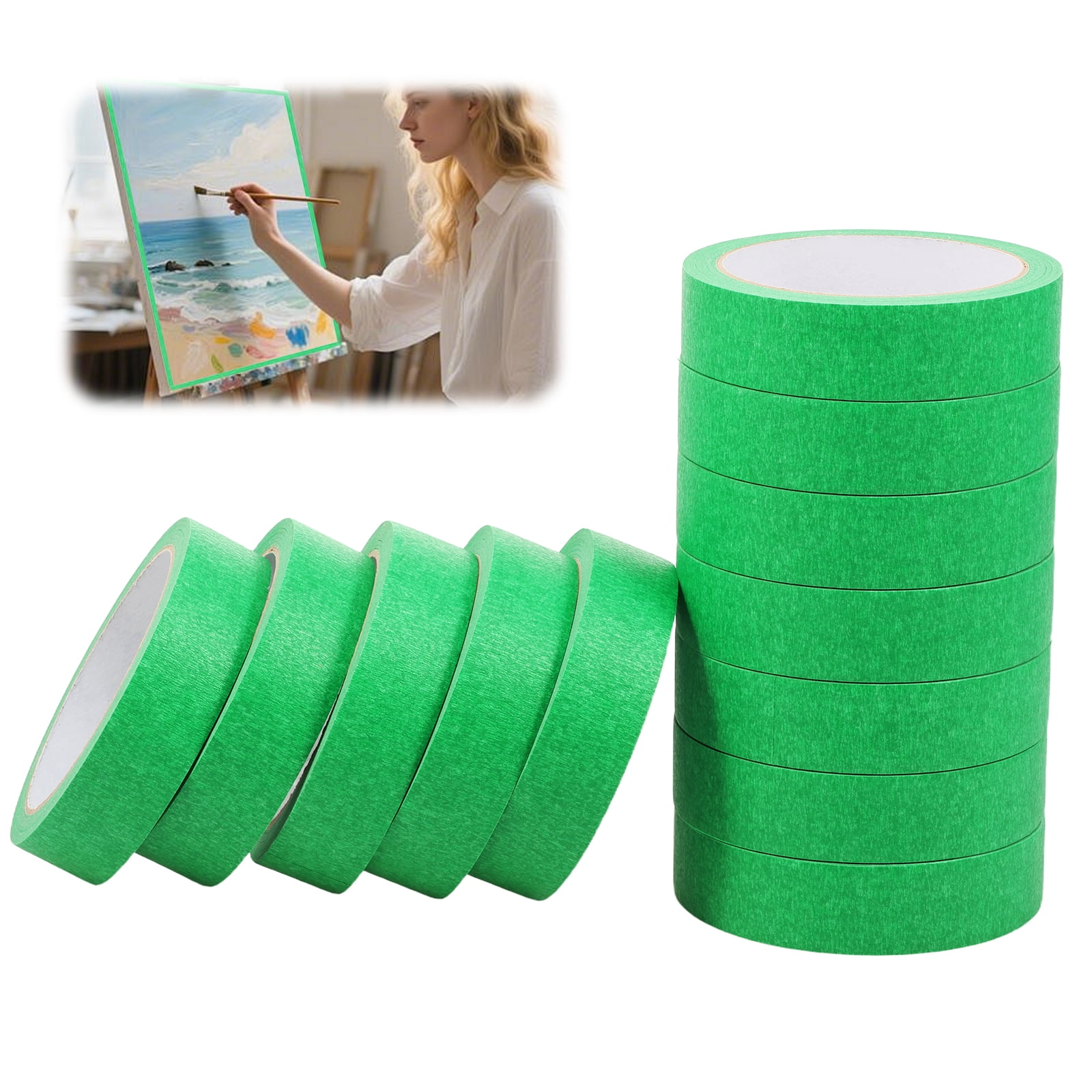 AEVXKHI 12 Rolls of Masking Tape, 0.98 x 787.4inch Heat Resistant Painters Tape Clean Removal for DIY Crafts Wall Decor Painting