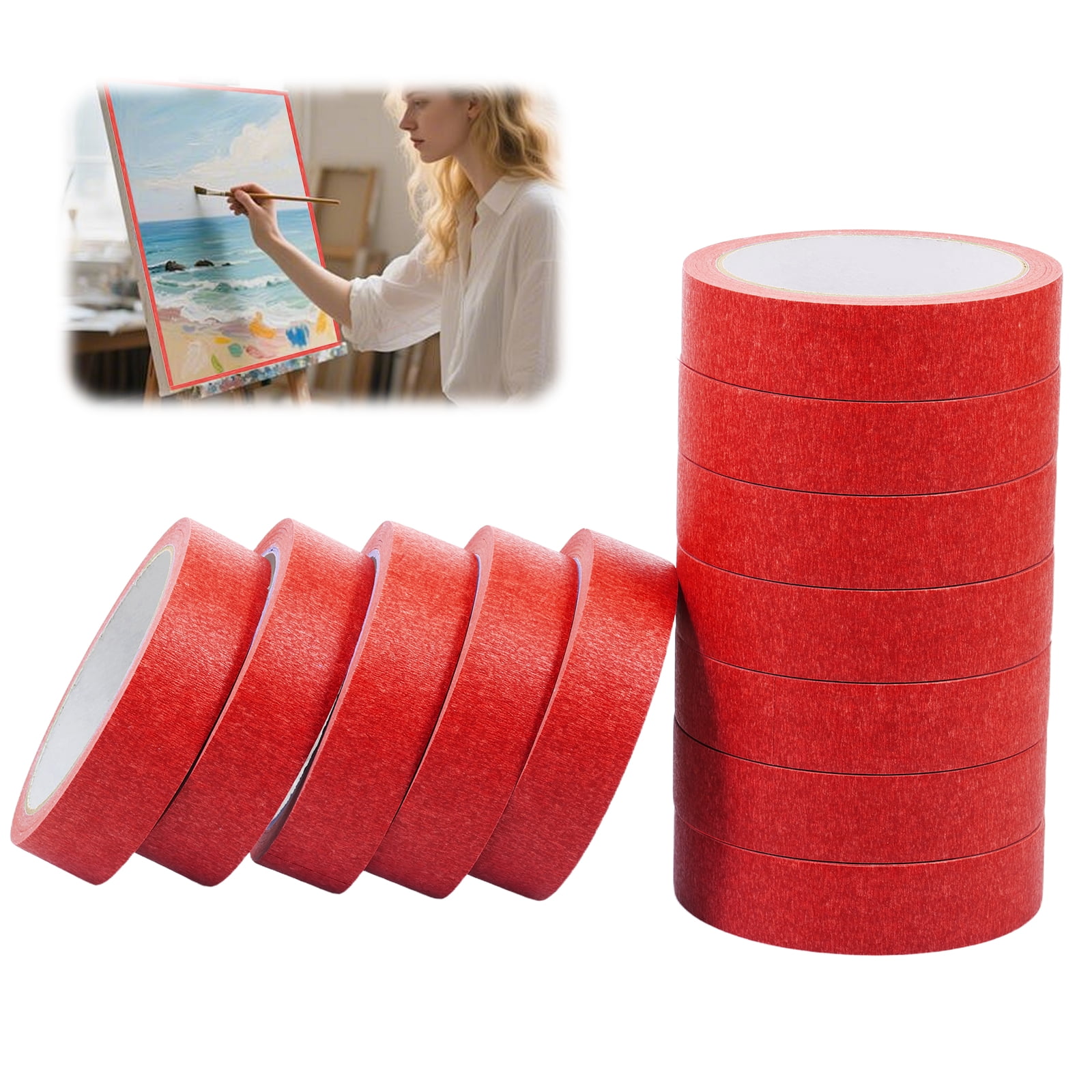 AEVXKHI 12 Rolls of Masking Tape, 0.98 x 787.4inch Heat Resistant Painters Tape Clean Removal for DIY Crafts Wall Decor Painting