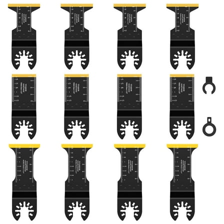 AEVXKHI 12PCS Titanium Bimetal Oscillating Saw Blades Set, Precise Oscillating Multi Tool Blade for Cutting Soft Metal Wood Nail