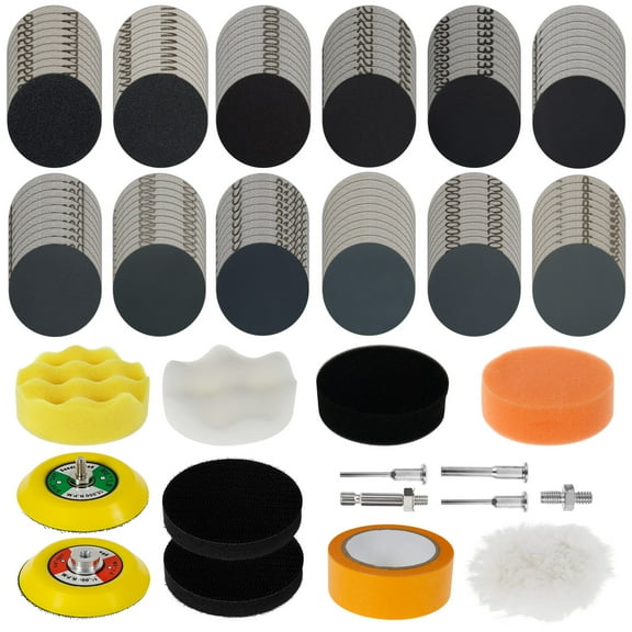 AEVXKHI 135PCS Sanding Discs Pad Kit, 60 to 3000 Grits 3 inch Headlight Restoration Kit, Hook and Loop Sanding Pads for Glass Car Wood