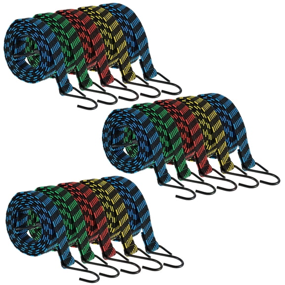 AEVXKHI 15PCS Bungee Cords Elastic Luggage Bungee Straps, Anti-slip Bungees Cords with Hooks for Motorcycle Bicycles Luggage Moving Cargo