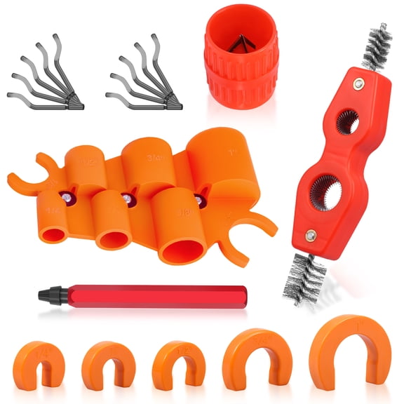 AEVXKHI 19PCS Depth Gauge and Pipe Deburring Tool, Pipe Removal Tools Set, Deburring Device Plumbing Tool with 10 Replacement Blades for PEX Copper PVC CPVC Tubes