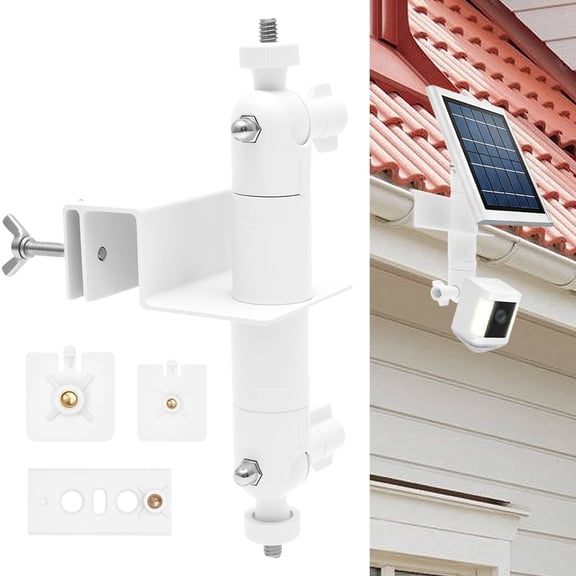 AEVXKHI 2 in 1 No Drill Gutter Mount Bracket for Ring Cameras and Solar Panel, 360 Adjustable Security Camera Mount, Weatherproof Outdoor Gutter Clamp Universal Compatibility