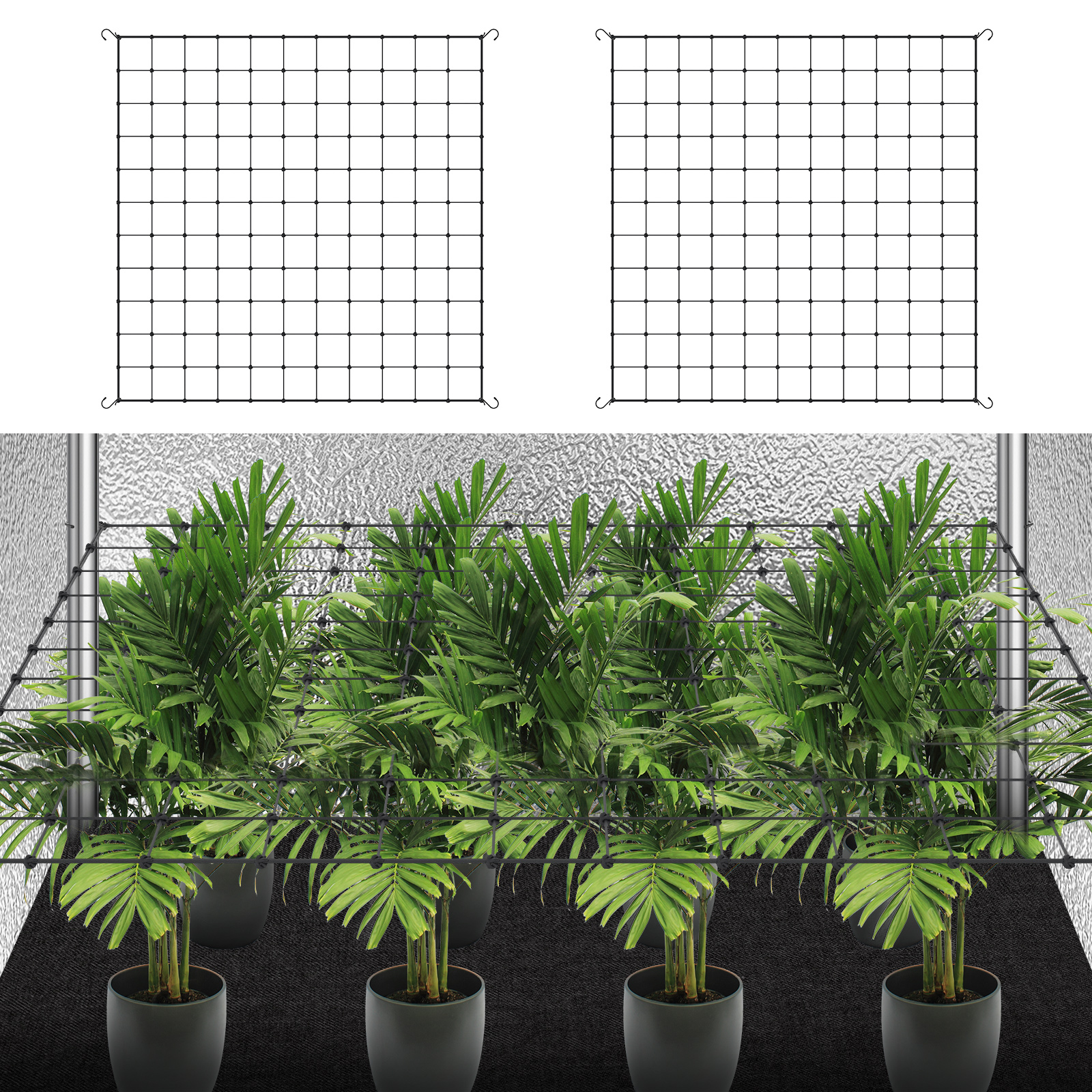 AEVXKHI 2 Pack 4 FT x 4 Ft Trellis Netting, Scrog Net with 4 Hooks ...